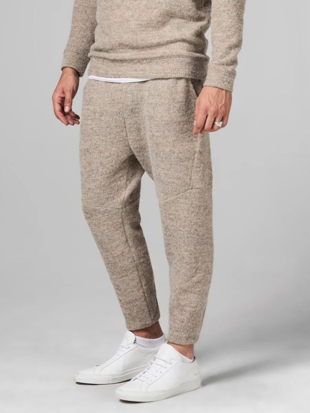 Mika Jaymes Soft Knit Melange Jogger Pant in Camel size M Lounge Minimalist